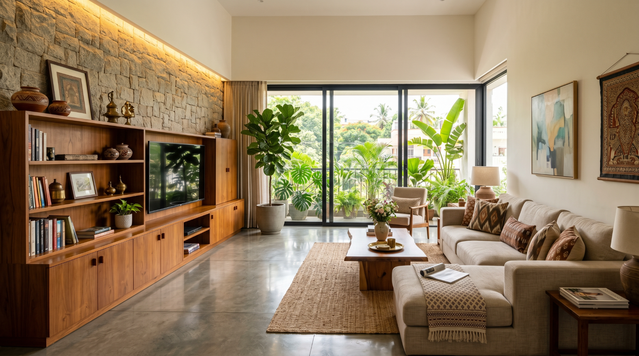 Premium interior design living room by a top interior design company in Bangalore