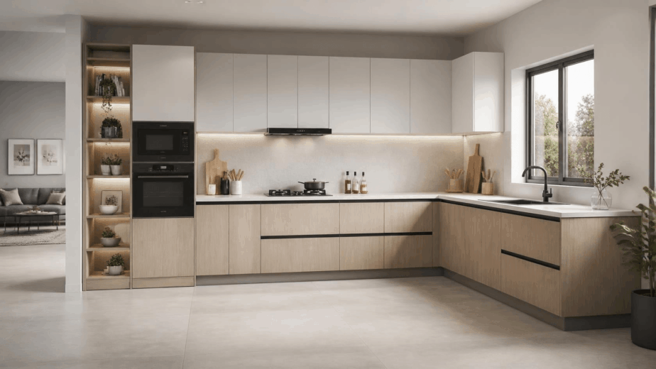 A L-shaped modular kitchen design