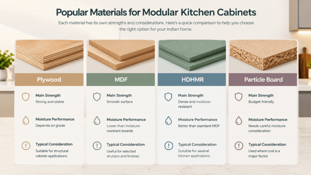 Comparison Table between Plywood, MDF, HDHMR and Particle Board