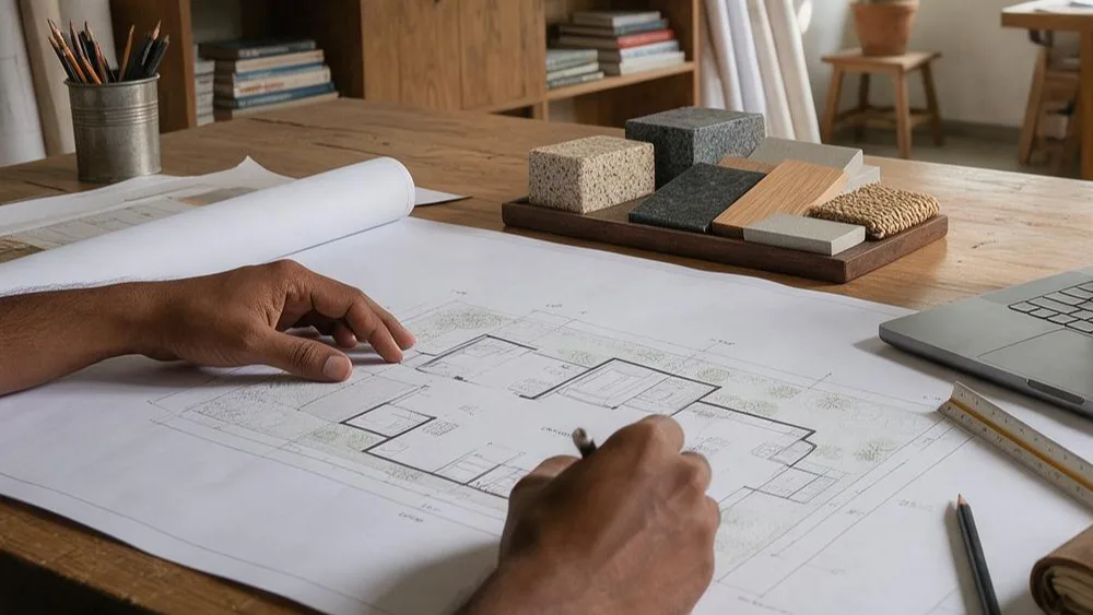 Villa construction site planning in Bangalore